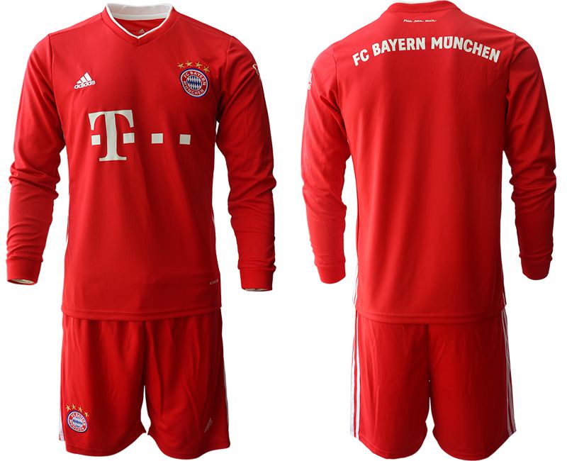 Men 2020-2021 club Bayern Munich home long sleeves red Soccer Jerseys